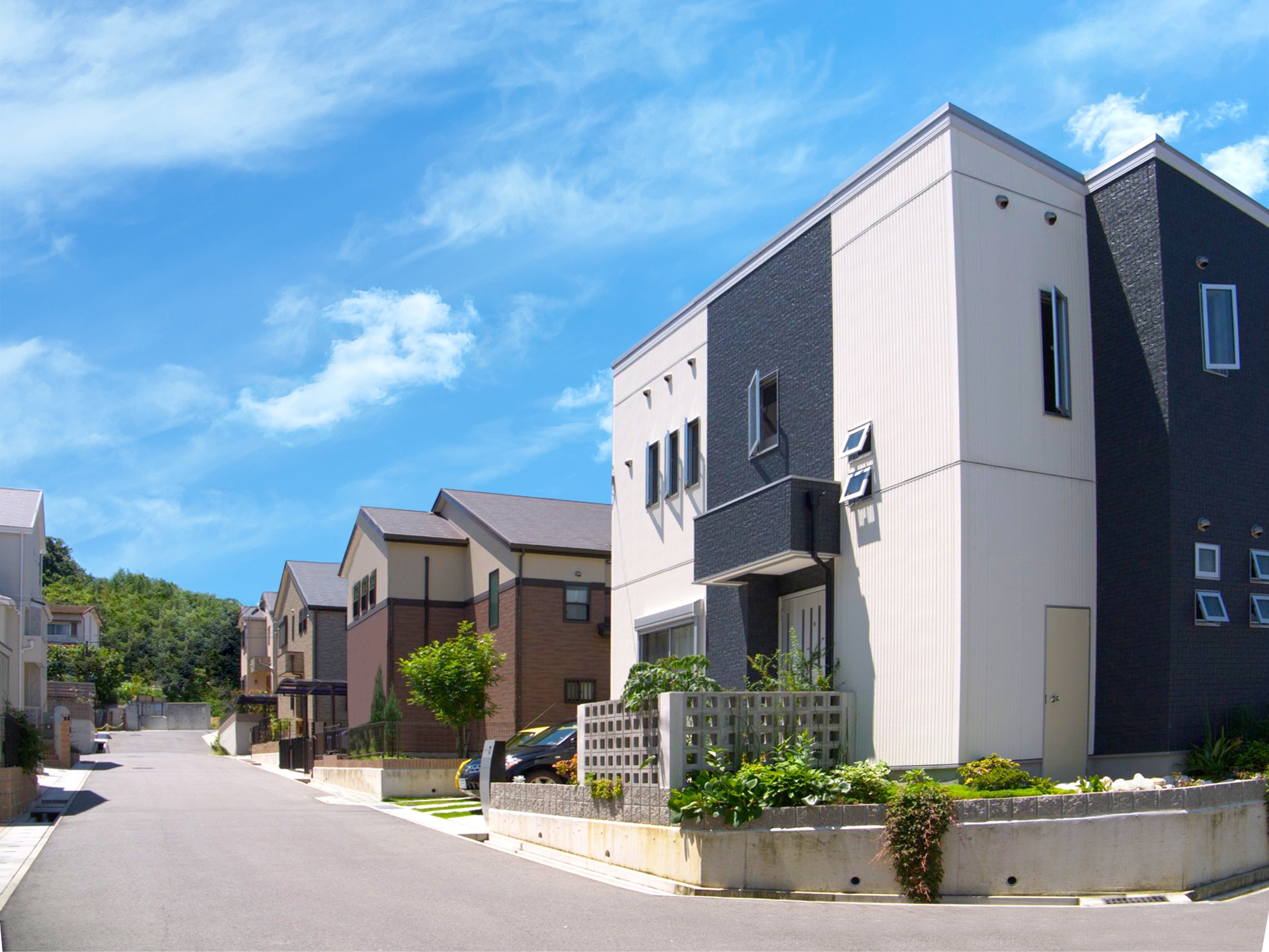一戸建ての街並み風景
